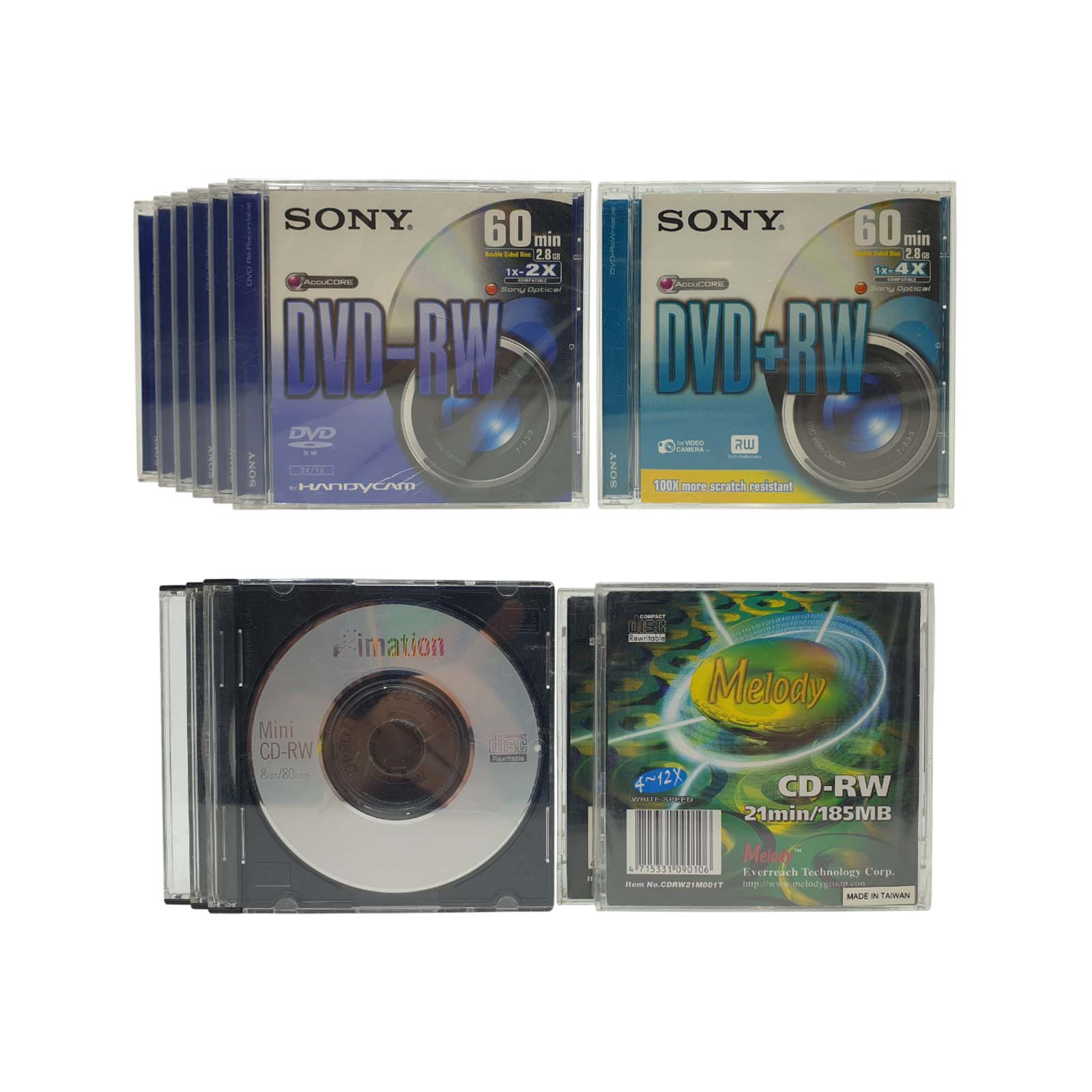 소니 SONY DVD-RW Double Sided Disk 미니 8cm 공CD 7장+멜로디 이메이션 CD-RW 미니 8cm 공CD 5장 일괄 (새상품)